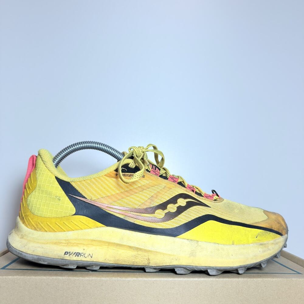 Saucony Peregrine 12 Mens 9 Trail Running Shoes Yellow Orange Athletic Sneakers